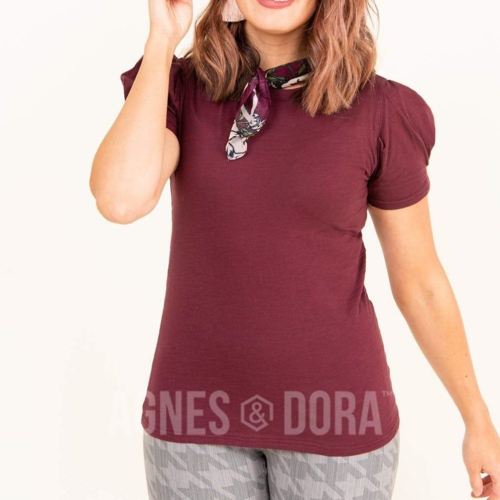 Agnes & Dora NWT Inverted Box Pleat Top Wine size XS